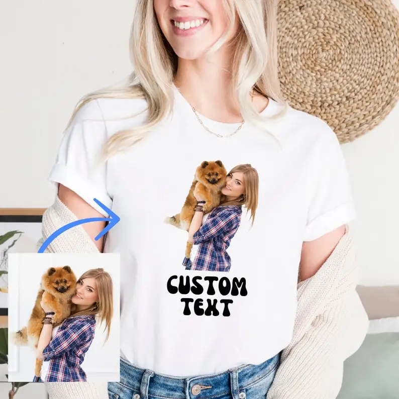 

Trendy Custom Photo Shirt Women Unisex Personalized Text Tee Unique Birthday Gift Cotton Comfortable Add Your Design Shirts