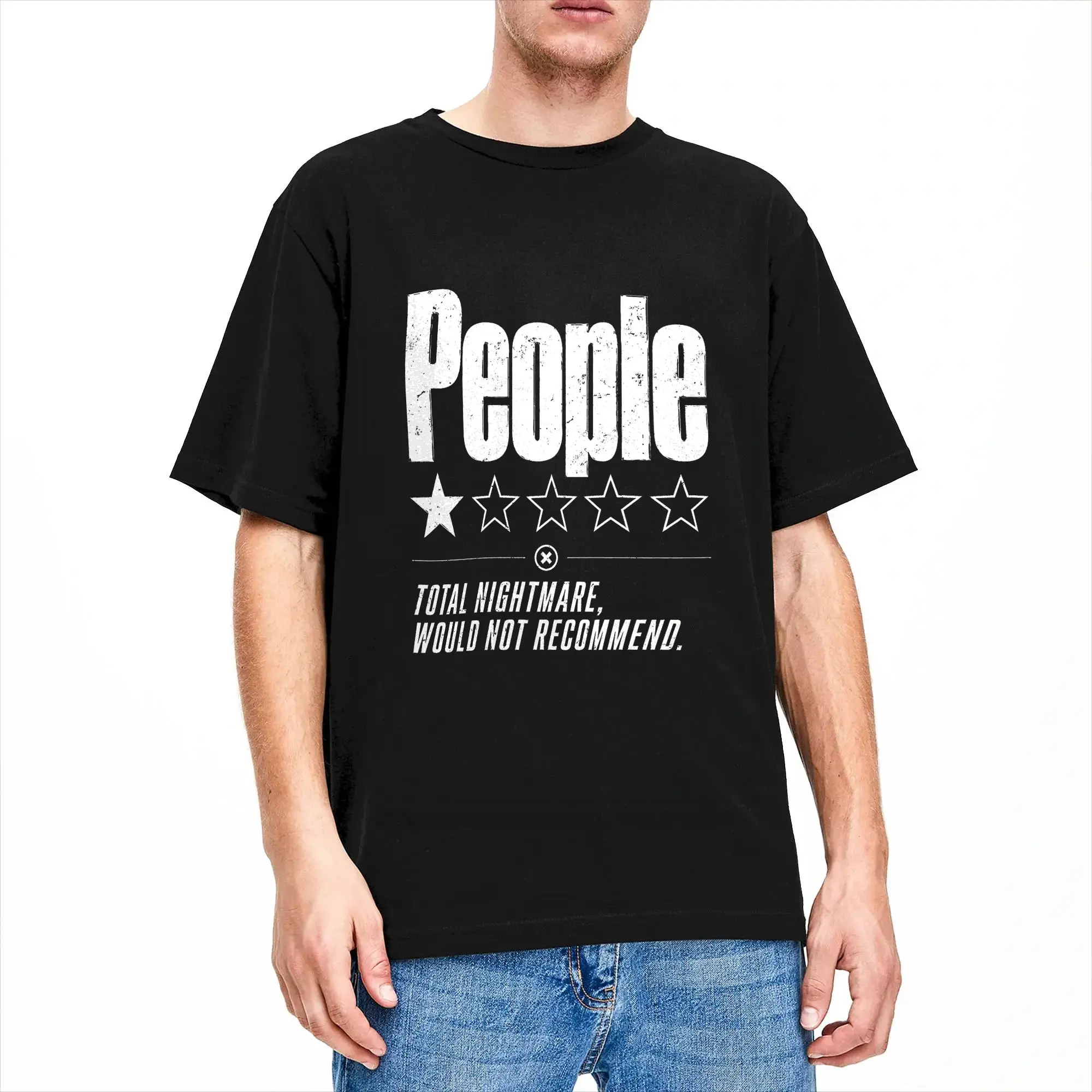 People One Star Rating Total Nightmare Would Not Recommend T-Shirt Couple  Streetwear T-Shirts Summer O-Neck Novelty Tees
