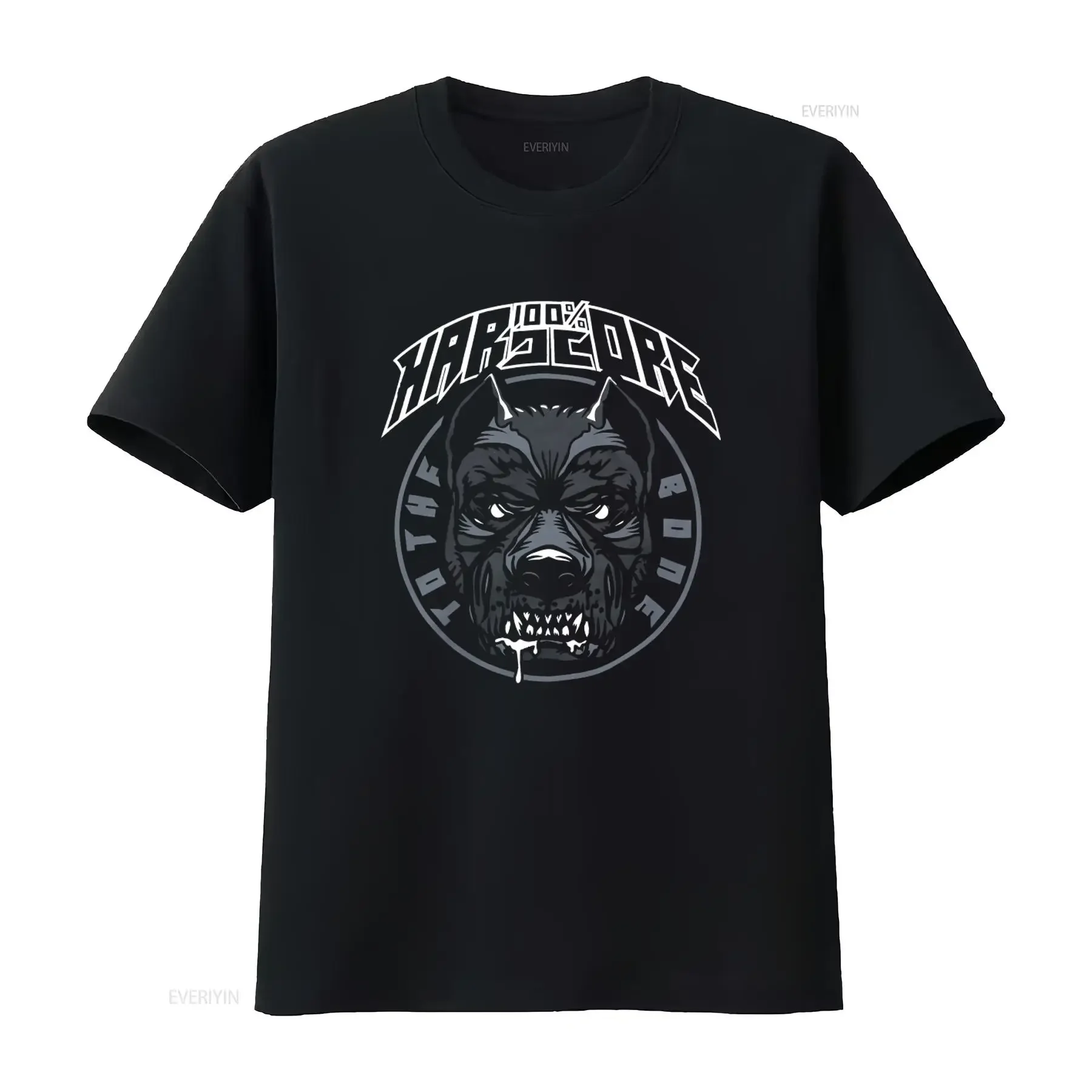 Camiseta HARDCORE 100, Diseño de Perro Feroz, Estilo Gabber Techno, Vintage, Lavada, Elegante, Casual, Unisex, Suave y Elástica