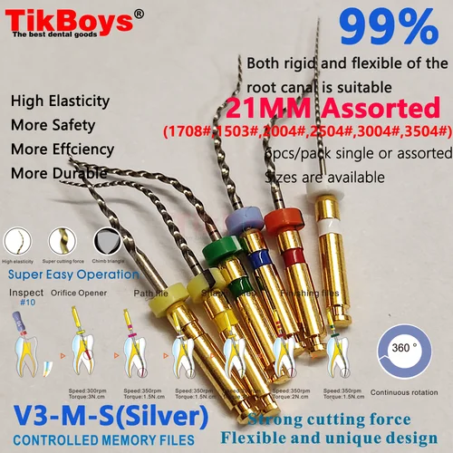 Imagen 2 del producto 6 unids/caja archivo Dental V3-M Plus Pro archivo endodóntico cónico de conducto radicular 31mm archivo rotatorio activado por calor materiales flexibles para dentista