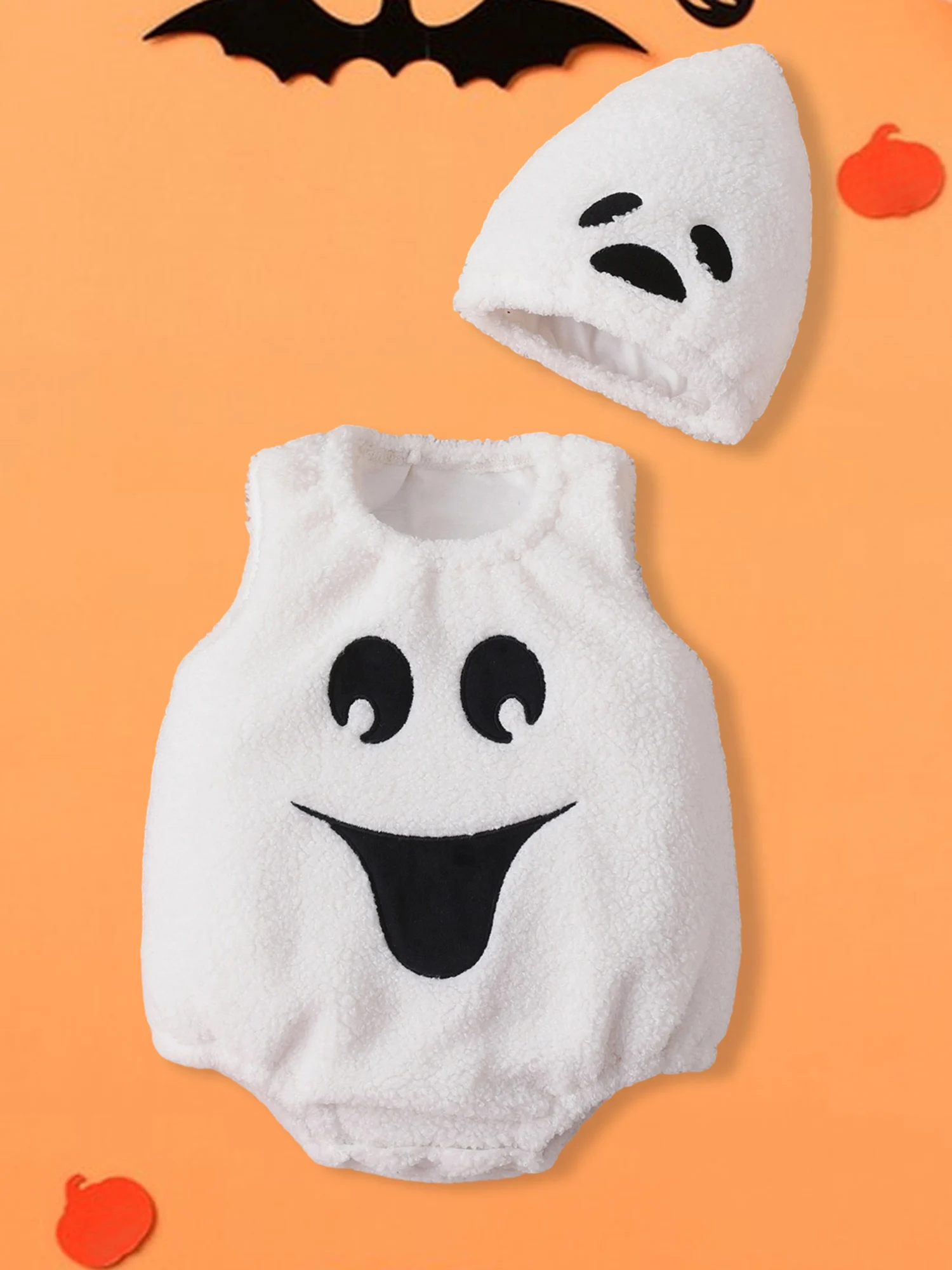 Lindo disfraz de araña de calabaza mono sin mangas con diadema traje de Halloween para bebés niños pequeños