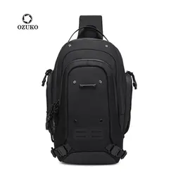 Ozuko 9740 Unique Design Waterproof Casual Sling Bag Men Chest Crossbody Purse Adjustable Strap Leisure Shoulder Bag