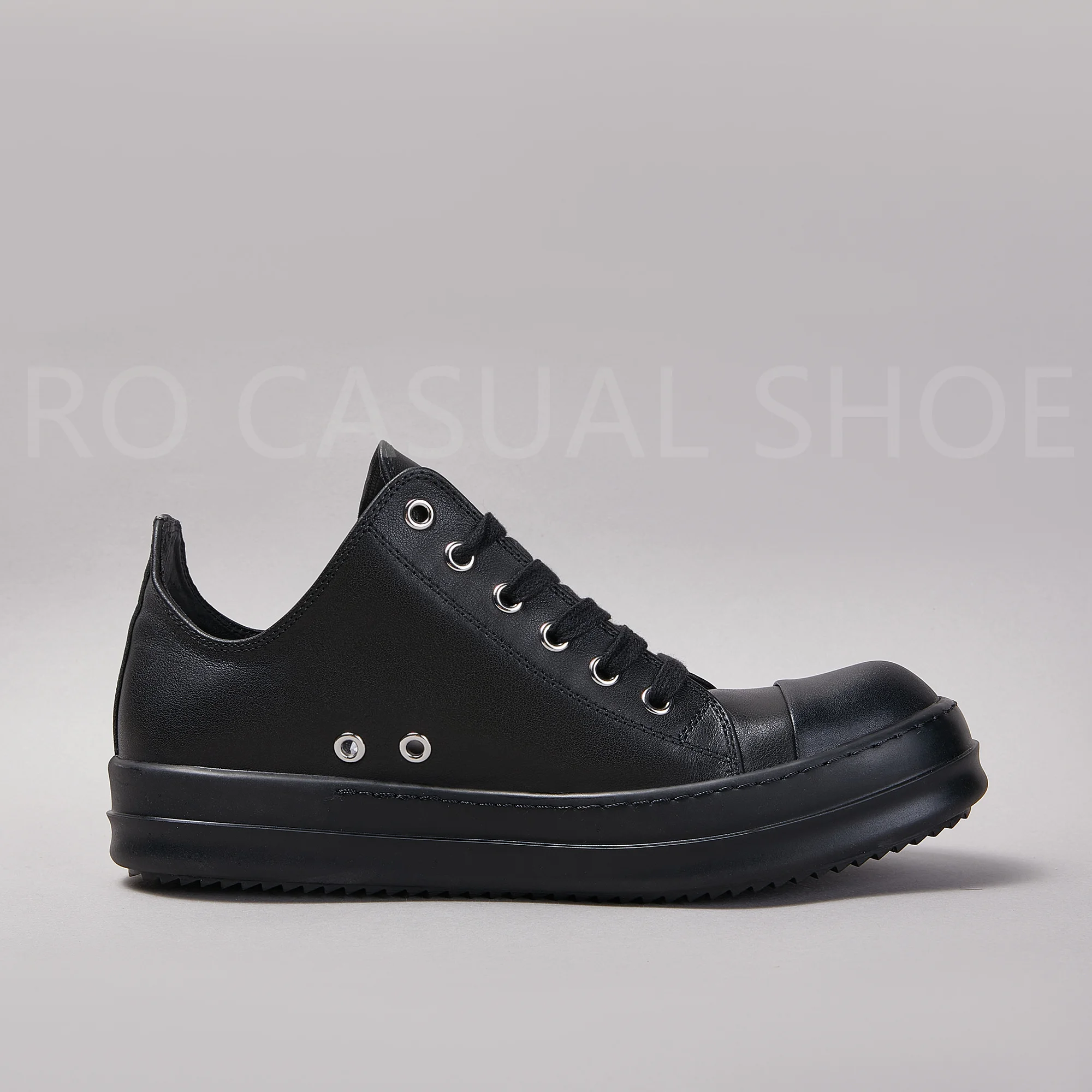 Ricks Genious FulBlack Leather Low Top Owens Quality Men Shoe Women Sneaker Casual Lace Up Zipper Owens Design boots & Shoes