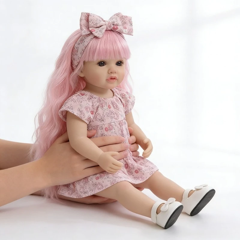 

55cm Beautiful Girl Doll Betty with Full Vinyl Body Blue Eyes Pink Hair Companion Doll