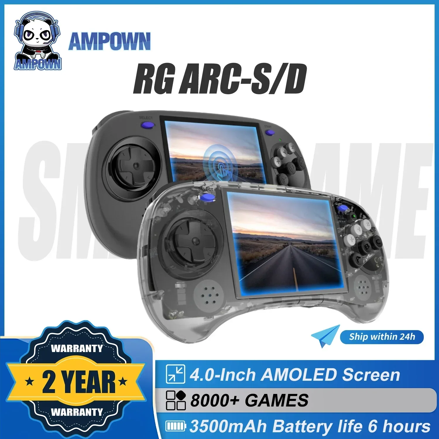 AMPOWN-Anbernic RG ARC ARC-D/S, consola de videojuegos portátil Retro, con pantalla táctil IPS de 4,0 pulgadas, Android 11, Linux