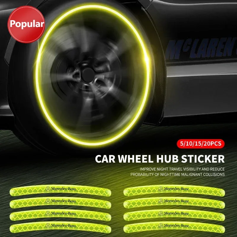 

# 5/10/15/20 шт., высококачественная светоотражающая наклейка на автомобильную ступицу для Mercedes Benz A180 A200 A260 W203 W210 W211 W204 C E S CLS