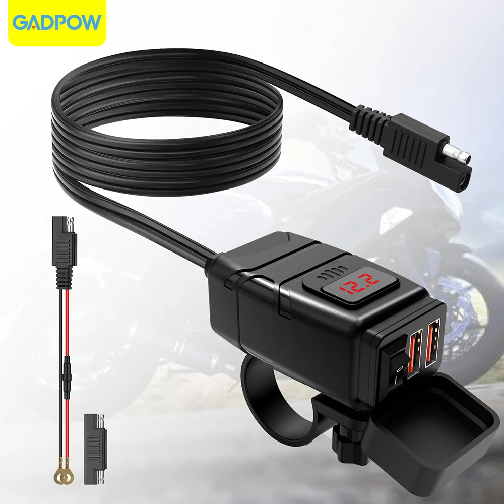 Gadpow qc3.0 tomada usb para a motocicleta celular carregador rápido carregador da motocicleta usb carregador de telefone celular à prova