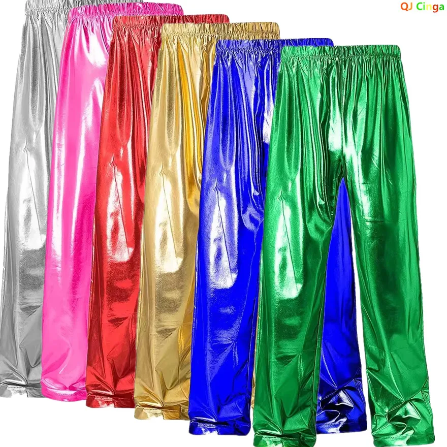 Green Men Shiny Trousers, Fashion Casual Pants, Gold, Red, Blue, Silver Available, Size S,M,L,XL,XXL,3XL