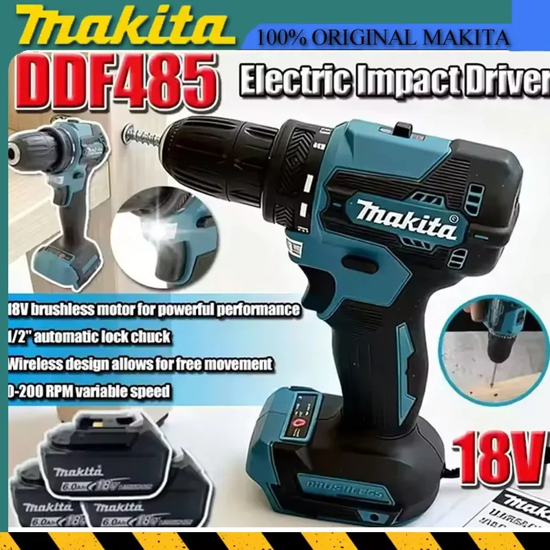 マキタ-ddf485-コンパクトコードレスハンマードリル-18v-充電式ブラシレス電動工具-可変速度-ドリル・ハンマー両用