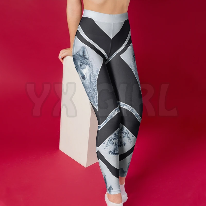 YX GIRL Women's For Girl Native Native Snow Wolf  3D Printed Leggings Sexy Elastic Female Skinny Leggings Gothic Yoga Leggings