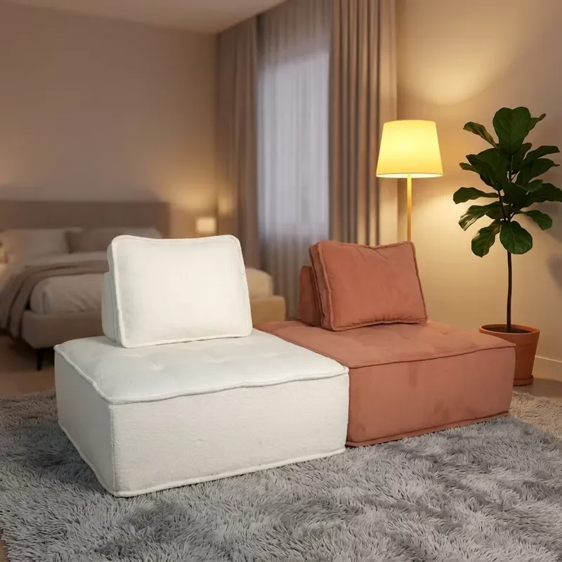 Modern environmentally friendly boneless fabric L-shaped three-seat combination sofa set - modular design hotel living room