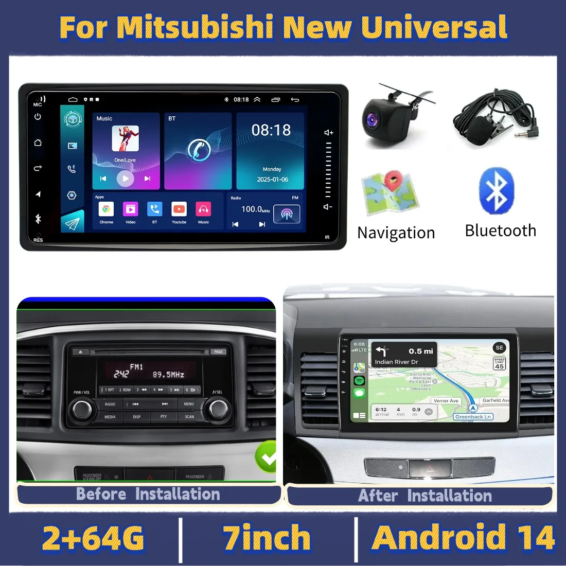 7-inch Android car stereo on display