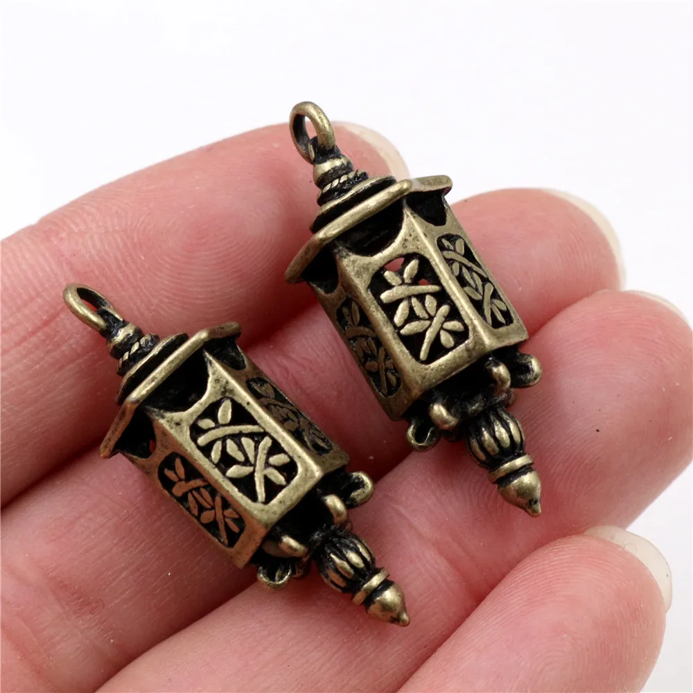 35x12mm 3pcs Antique Bronze Plated Lantern Handmade Charms Pendant:DIY for bracelet necklace-Q4-27