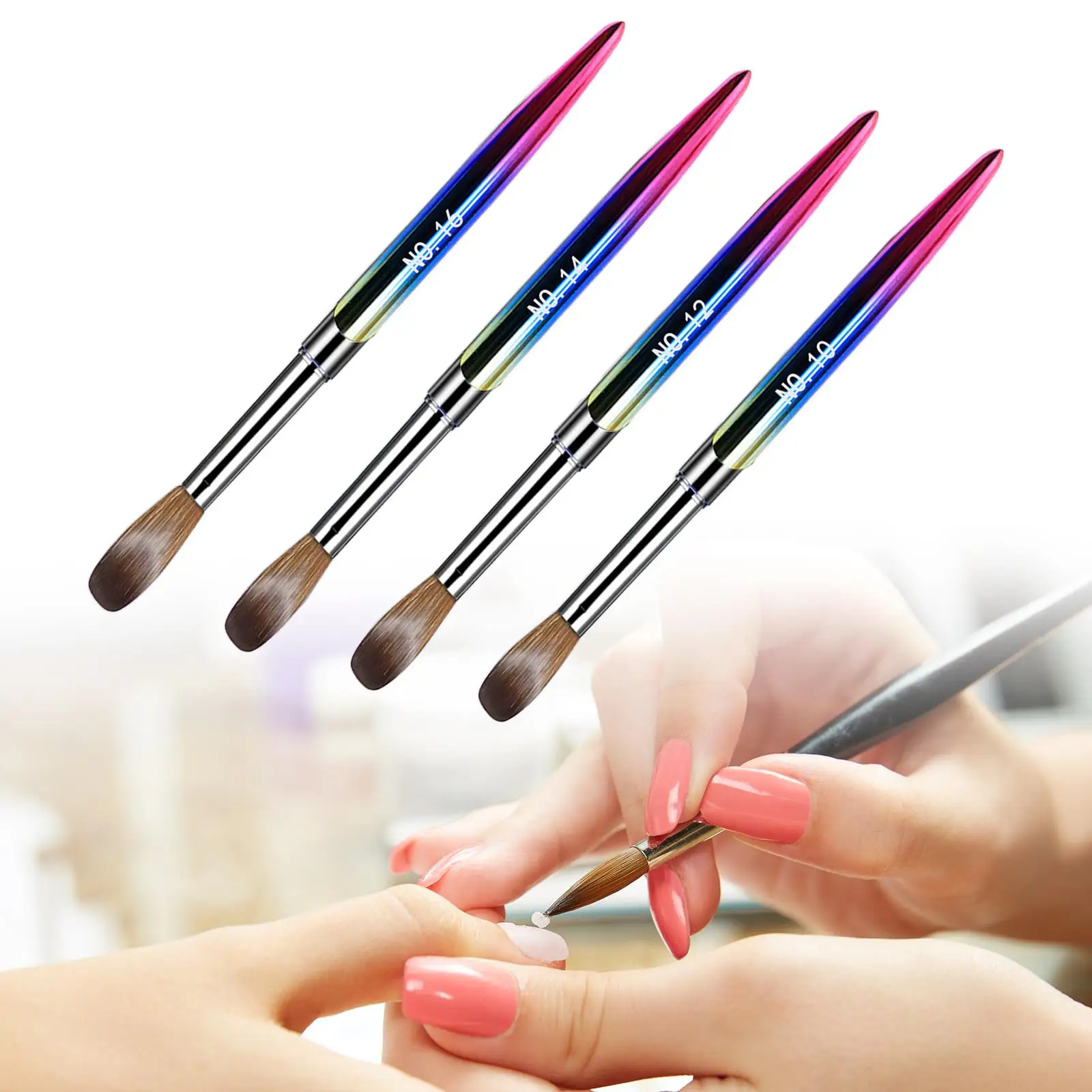 4 Stück Acryl Nagel bürste Set Größe 10/12/Frauen handgemachte Nagel bürsten für zu Hause Salon verwenden 3D Nagels chnitzerei Nägel Verlängerung