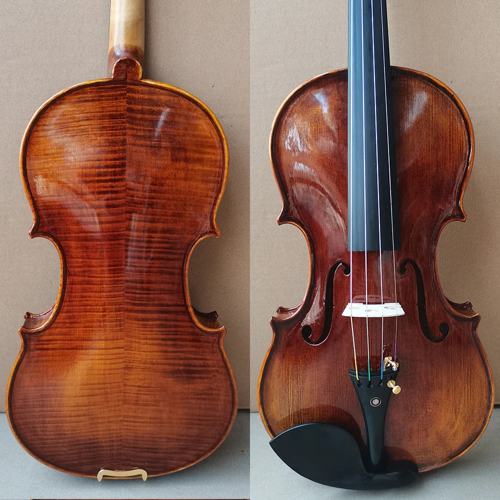 

Antonio Stradivarius Handmade Violin 4/4 3/4 1/2 1/4 flame Maple Violin set beginner Musical Instruments with box Brazilwood bow