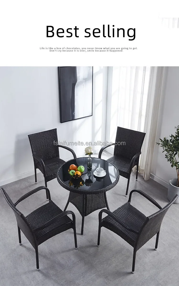 Alumínio Frame Outdoor Furniture, Coffee Table e Patio Dining Set, Wicker Dining Chair, Design de moda