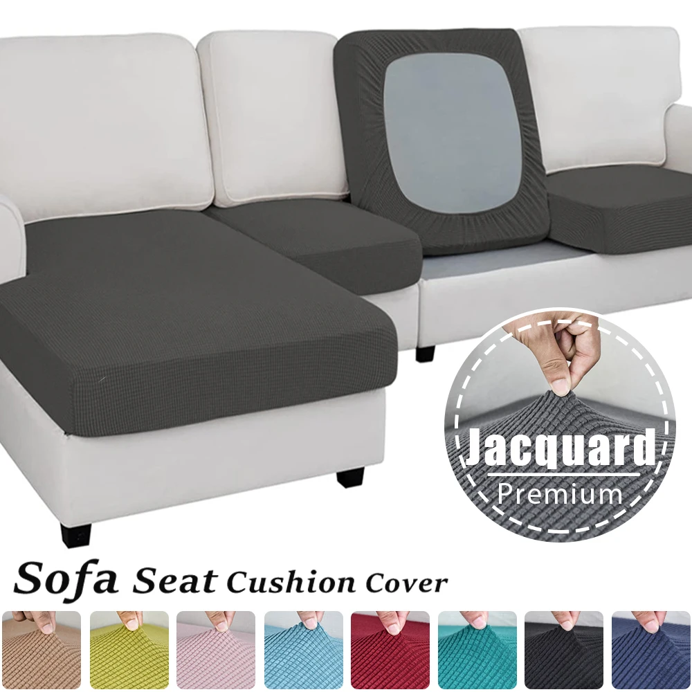 Jacquard Stretch Couch Cushion Covers Pure Color Left/Right L Shape Chaise Sofa Seat Slipcover Anti-Slip for Living Room Banquet