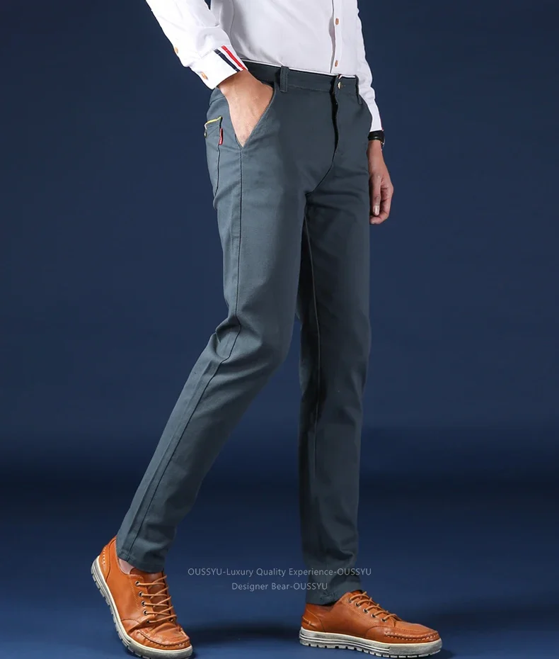 Herbstliche Einfarbige Herrenhose aus Baumwolle, Schmal Geschnittene Klassische Bleistifthose, Business-Hose im Koreanischen Stil, Lässige Chino-Twill-Hose für Männer – Detail 11