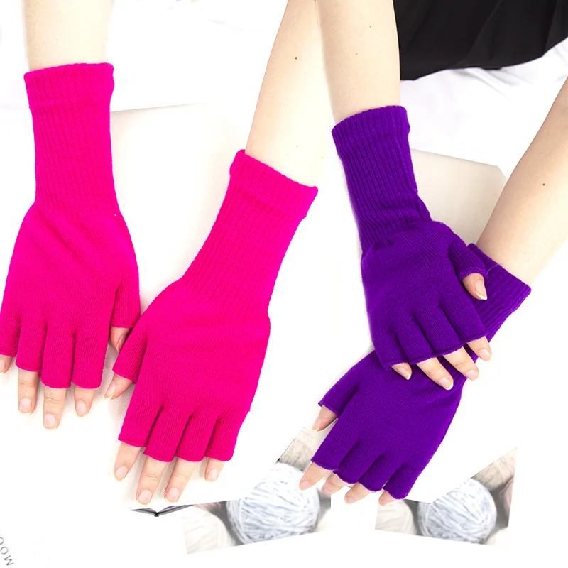 

1 Pair Knitted Gloves Women Gloves Touch for Girls Thermal Ladies Writing Driving Winter Elastic Mittens