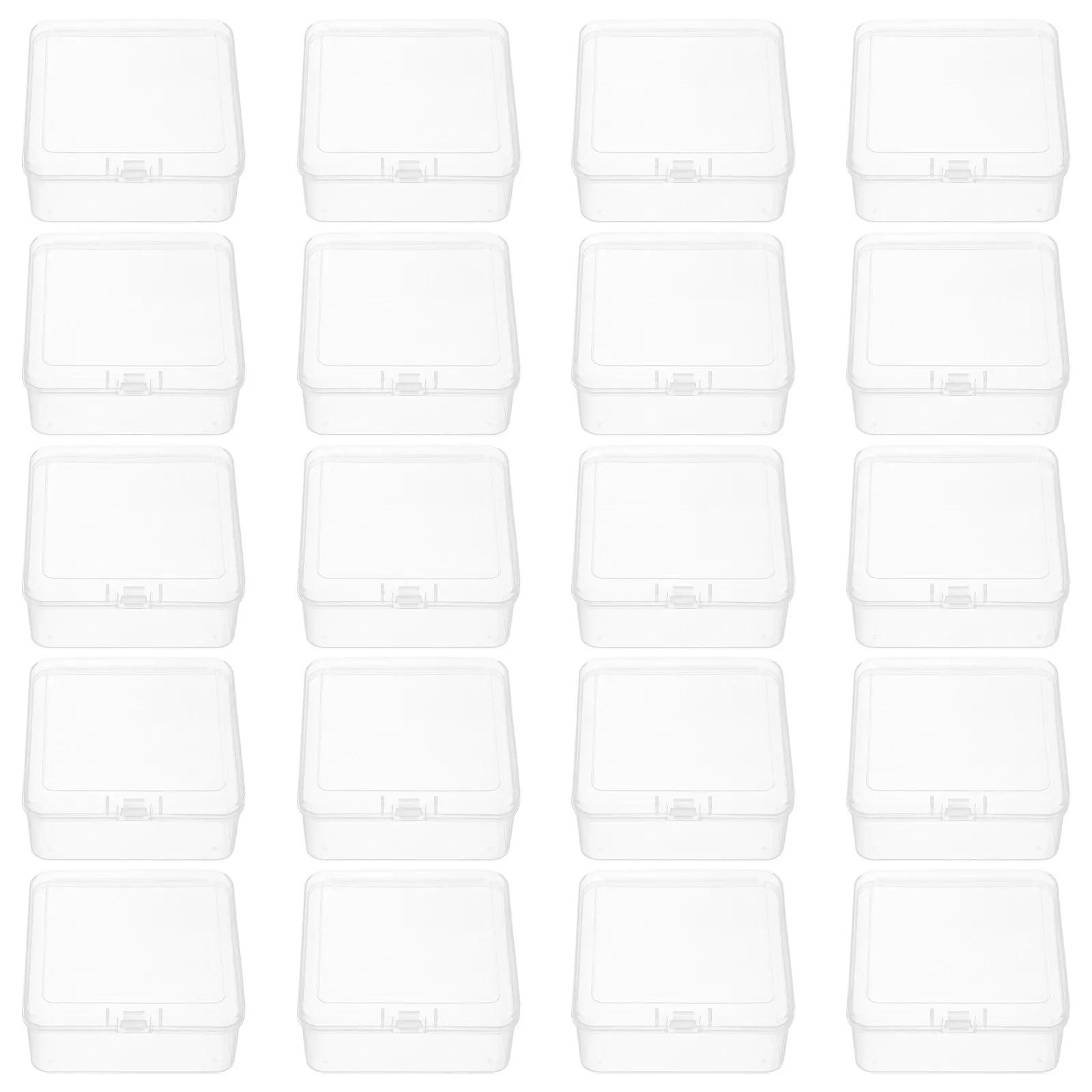 20Pcs Clear Nail Storage Organizer Box Square Stackable Design 3.3x3.3x1.4 Transparent Manicure Tool Container Nail Art Supplies