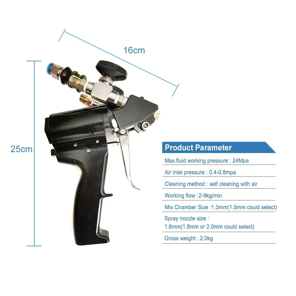 PU Foam Spray Gun Polyurethane Foam Spray Gun Air Purge Cast Aluminum Handle with Accessories for  Spray Machine