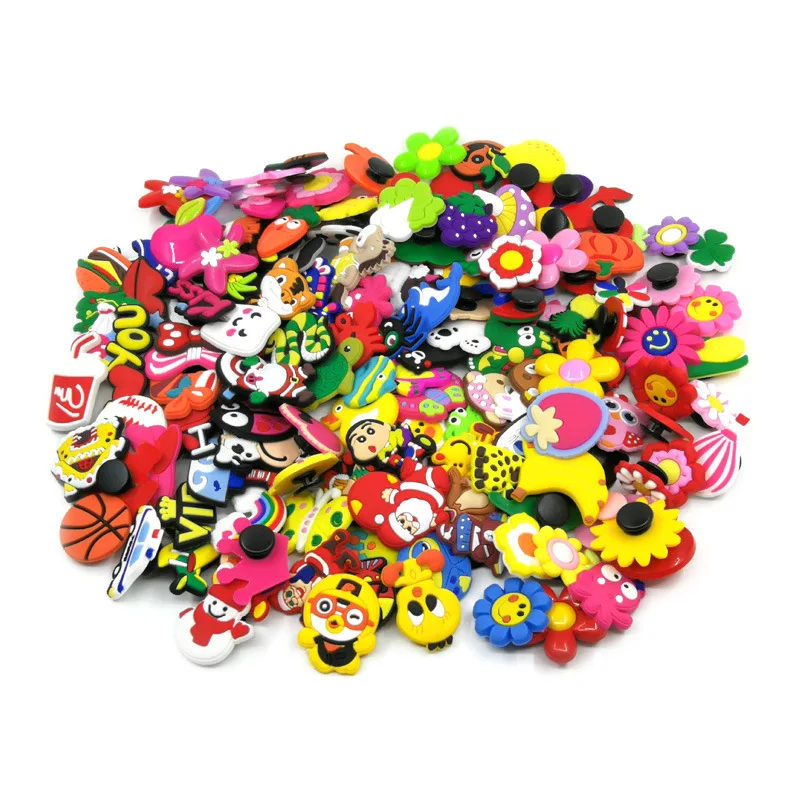 Random 10 PCS Cute Cartoon Pattern Hole Shoe Charms Decoration Shoe Buckle DIY Shoe Flower Accessories