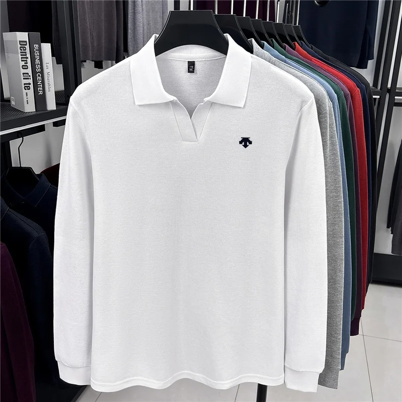 Hochwertiges Herren-Polohemd mit Originaldruck, Herbstmode, 100% Baumwolle, Revers, Langarm-T-Shirt, bequeme Freizeitkleidung für Herren – Detail 6
