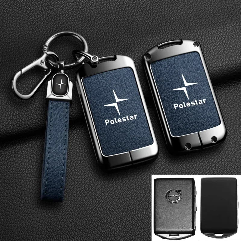 Leather car key shell Smart Remote Key Fall full cover protection bracket shell Volvo Polestar 2 Polestar 3 2023 2024 key sleeve