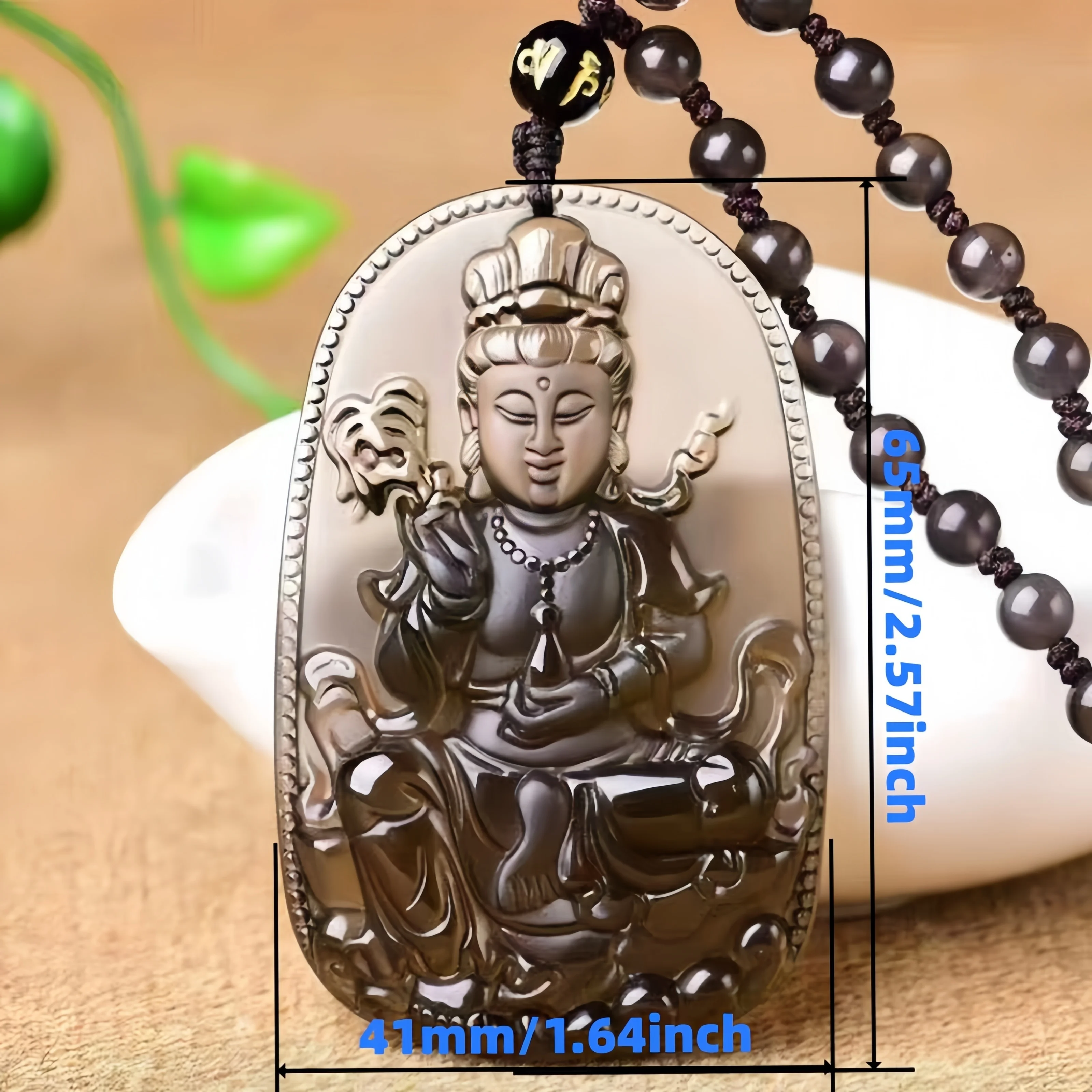 Natural Ice Style Obsidian Great Power To Bodhisattva Horse Guardian Pendant, Cancer Guardian Pendant pendant   mens necklace