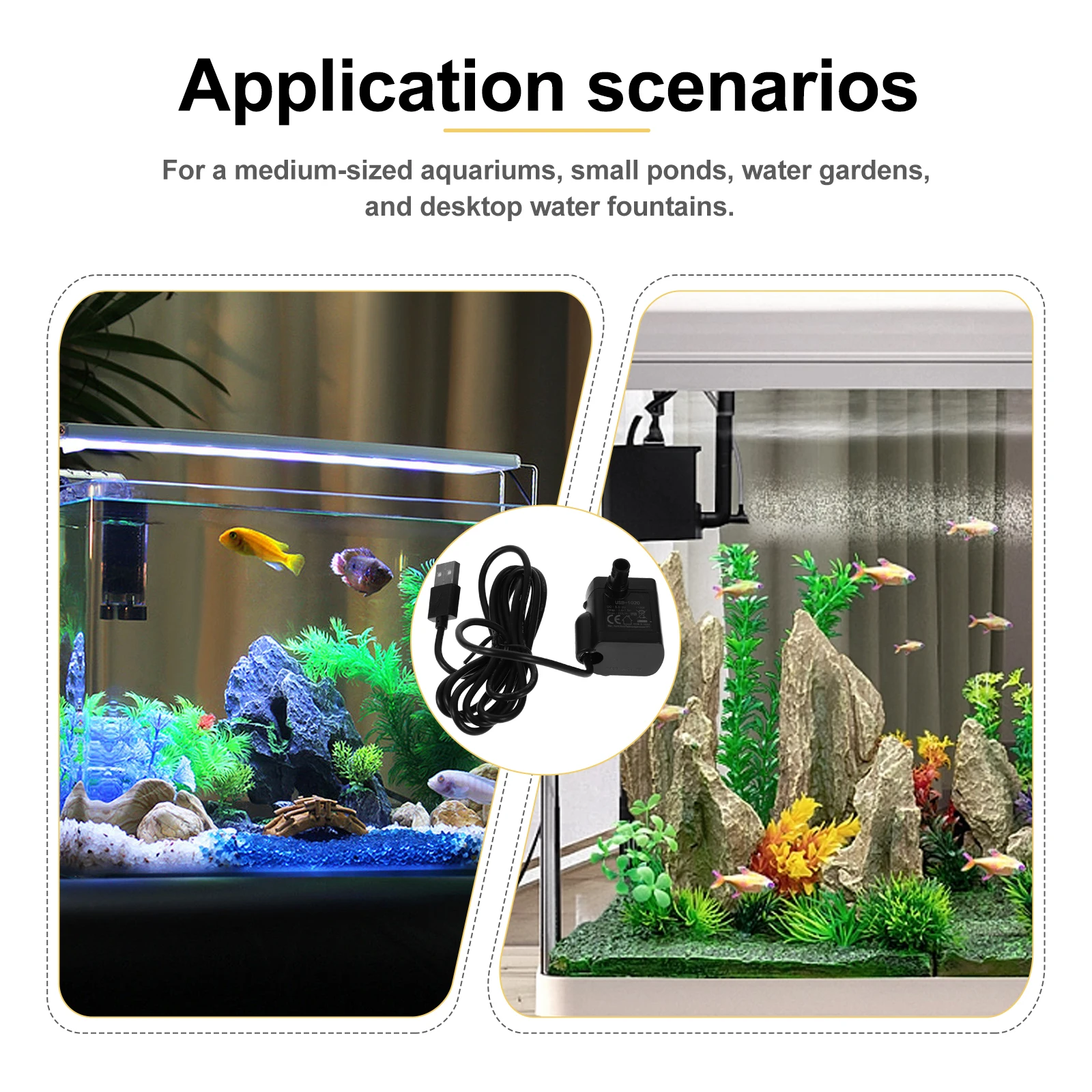 

Micro Submersible Water Pump for Aquarium Fountain Ponds Fish Tank Adjustable Flow Rate Easy Clean Long Use Gardening Supplies