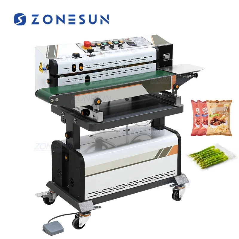 

ZONESUN ZS-FK1080B Aluminum Foil Bags Plastic Pouches Continuous Vacuum Sealing Machine Gas Flush Sealer Packaging Equipment