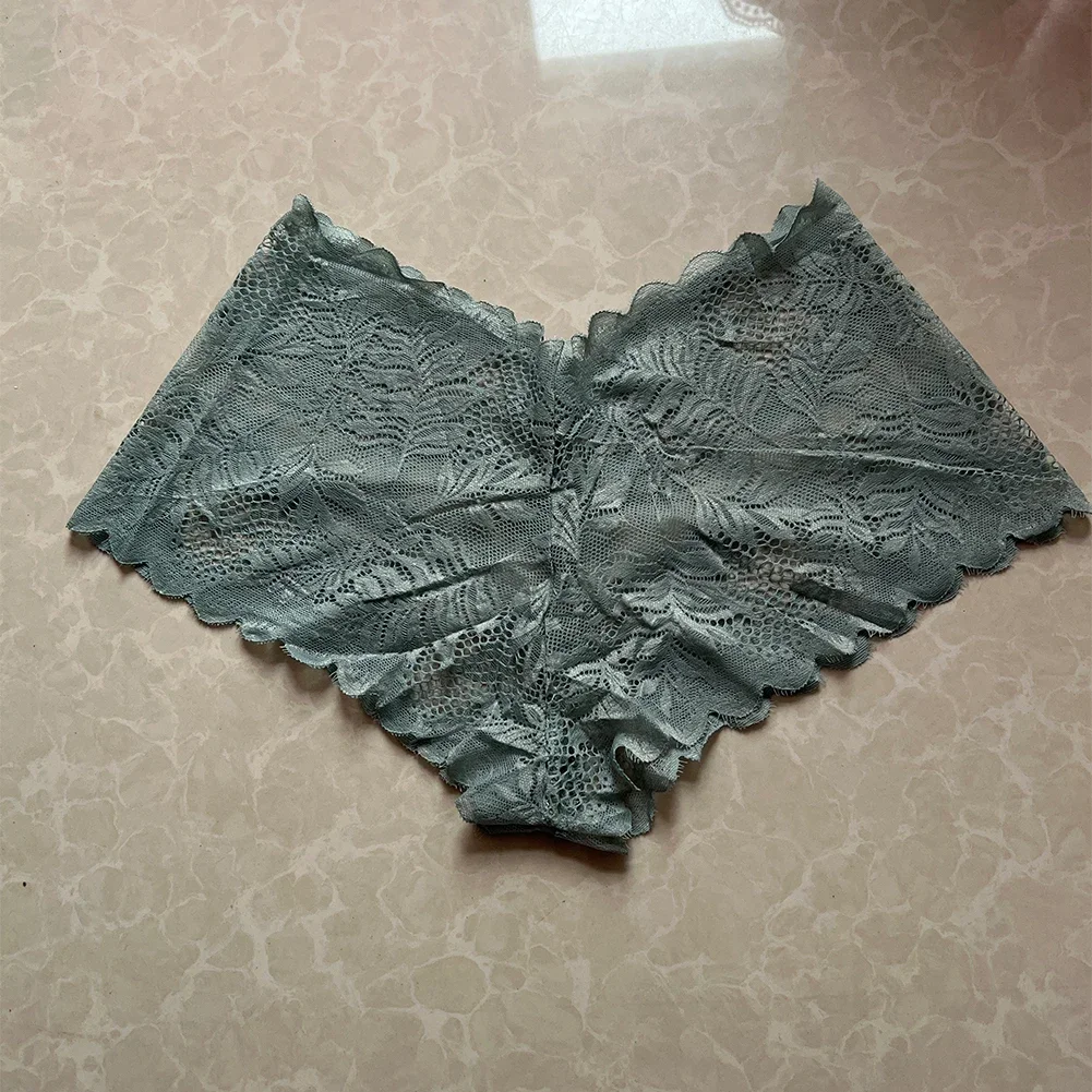 플러스 사이즈 섹시한 레이스 꽃 메쉬 란제리 브리프, 속옷 팬티, 언더팬츠 브리프, 여성 의류, 5XL