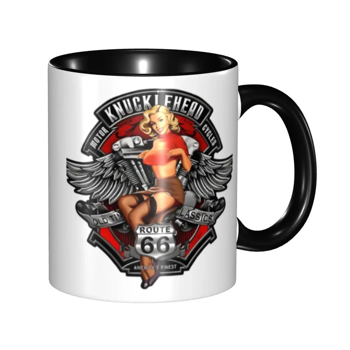Route 66 Pin Up Rockabilly Mug Customized Coffee Ceramic Mug Creative Present