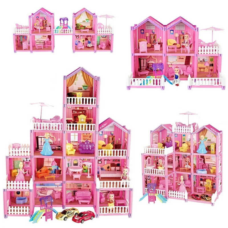 

DIY House Toys Princess Dollhouse Villa Collocation Home Furniture Puzzle Kit Family Set For Kids Children Girls Gift