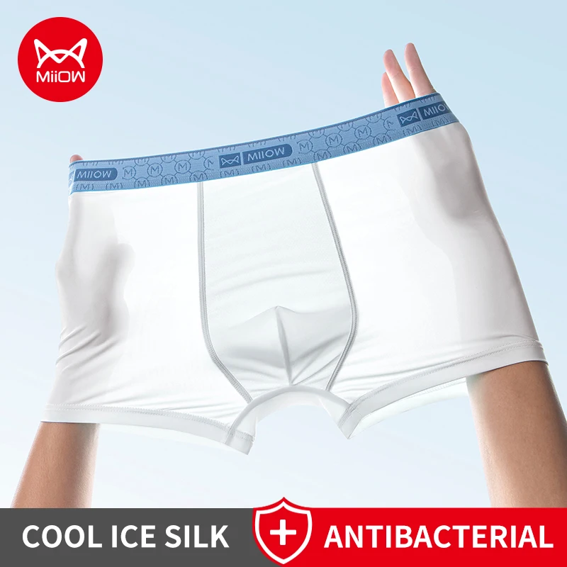 

MiiOW 3Pcs Ice Silk Men Underwear 10A Antibacterial Breathable Crotch Men's Panties Silky Seamless Man Underpants Boxershorts