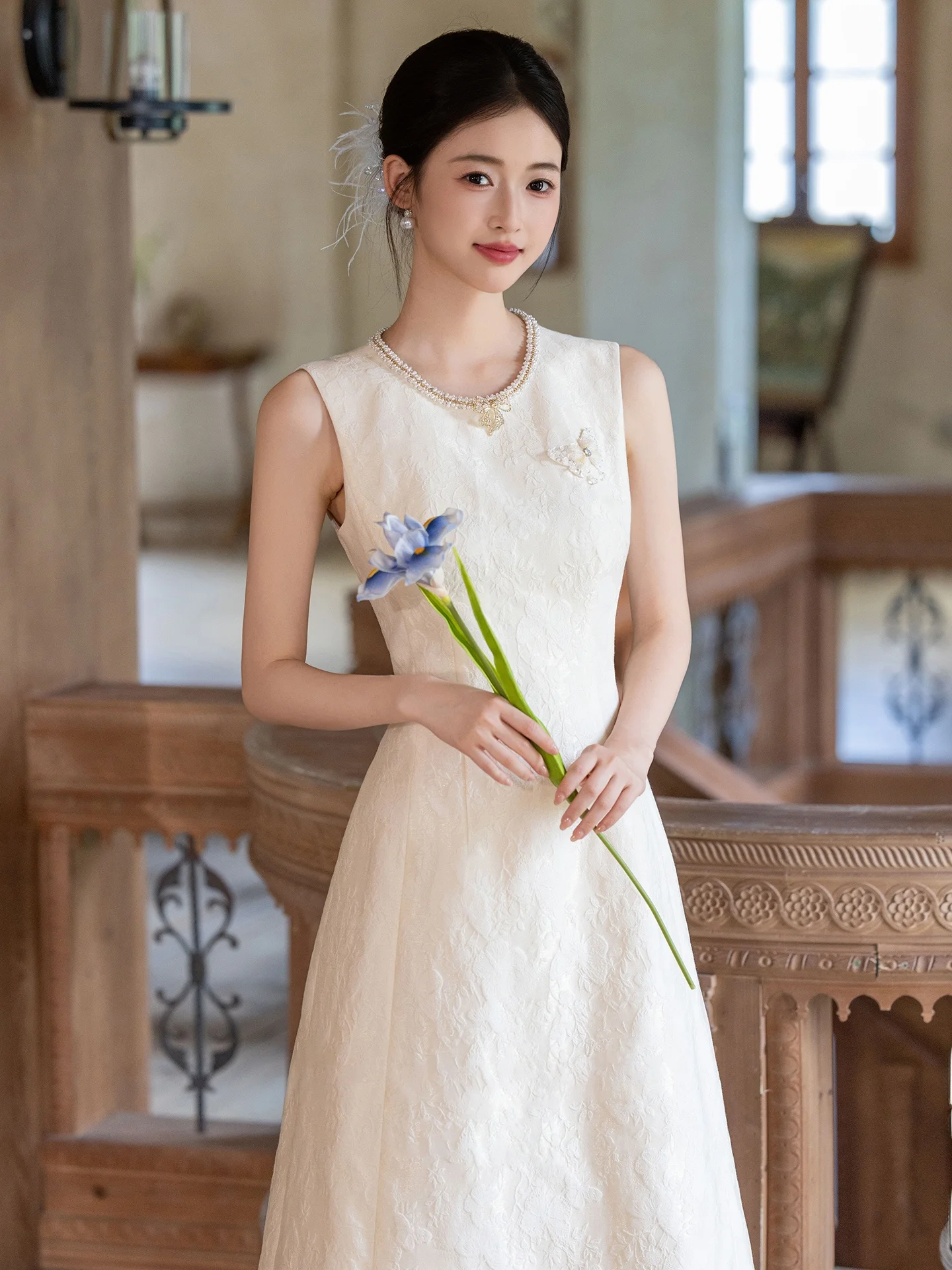 

Engagement Wedding Dr Women's New 2025 Ele Long White Gown for Certifie Registration Marriage Ceremony