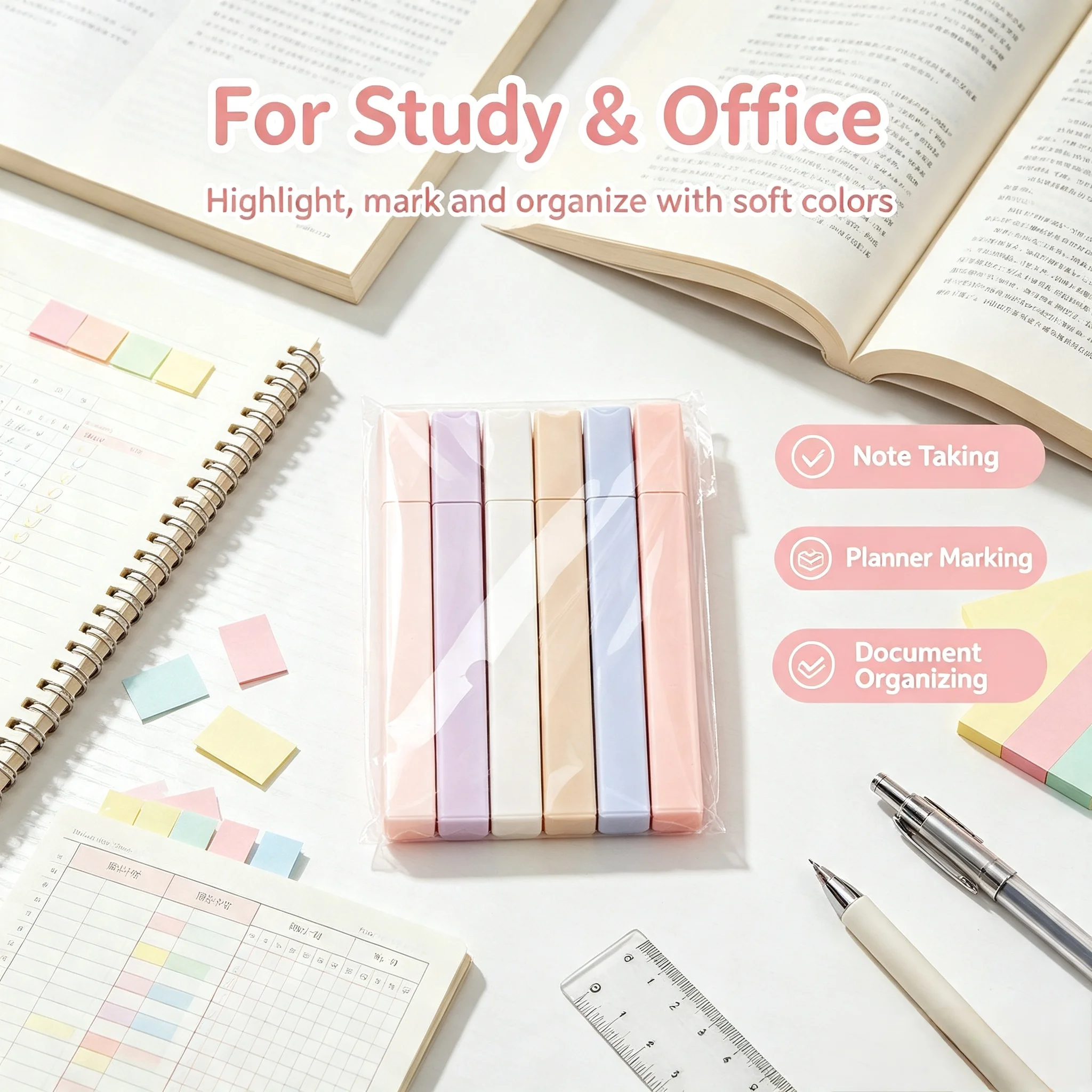 6 ชิ้น ปากกาเน้นข้อความสีลูกกว - Highlighter Set Pastel บทวิจารณ์และราคา