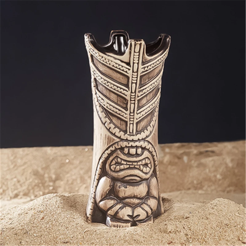 

420ml Hawaii Tiki Mugs Cocktail Cup Beer Beverage Mug Wine Mug Ceramic Ku.Ku.Kauioo Mugs Barware