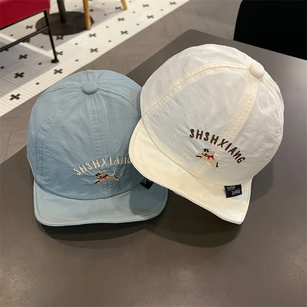 

Cute Korean Style Puppy Baseball Cap Quick-dry Letter Embroidery Summer Kid Sunhat Shading Hat Anti-UV Children's Hat Boy