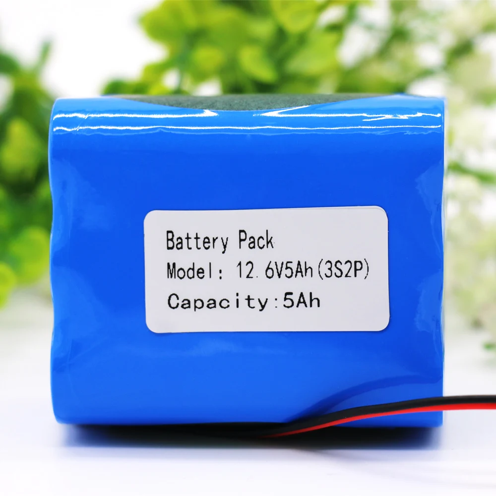 FTJLDC 12V 5Ah Rechargeable Battery 3S2P 11.1V /12.6V 5000mAh 18650 cell pack with 5A BMS for LED Lamp Light Backup Powe Etc