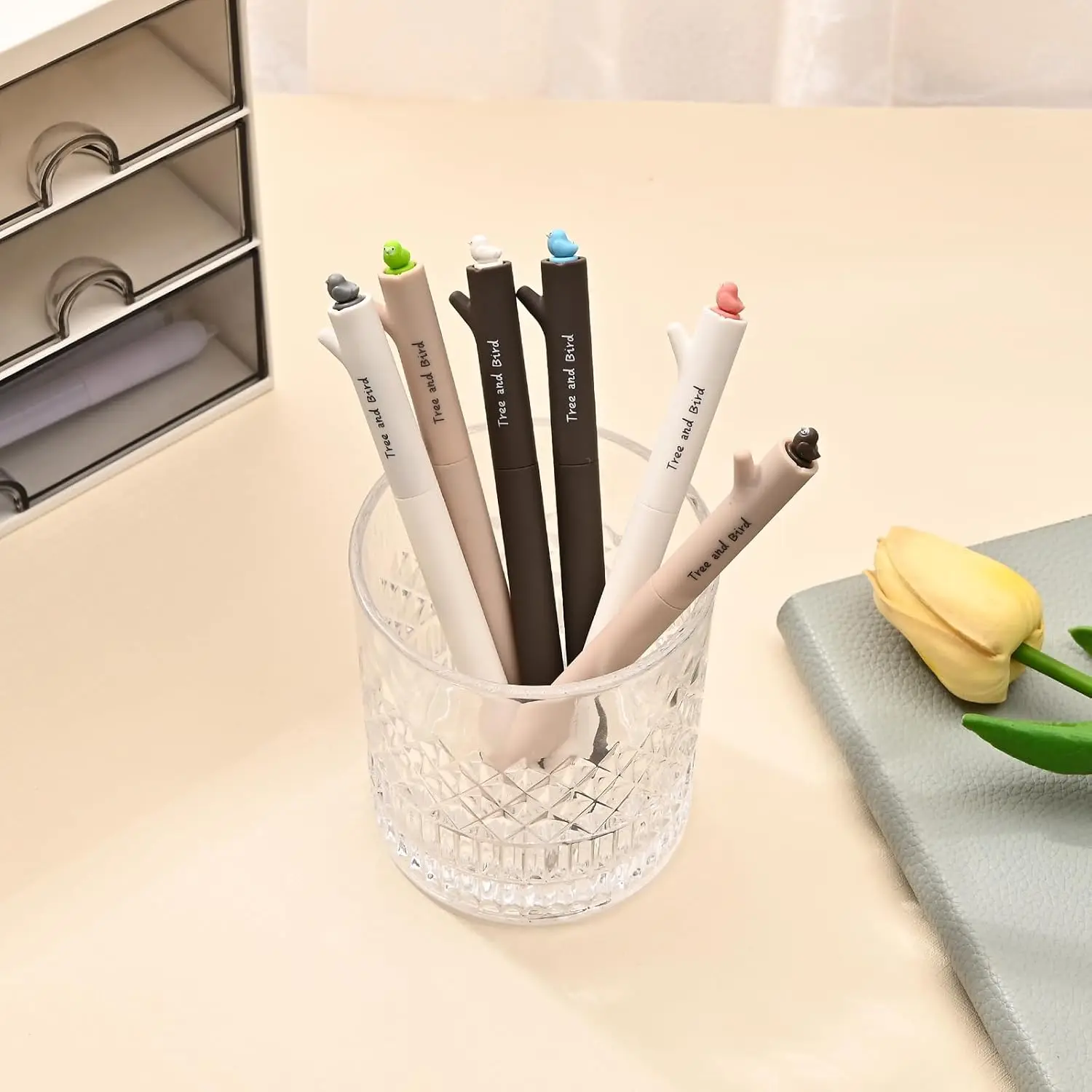 6 قطعة أقلام حبر جل سوداء سريعة الجفاف قابلة للتدوير قلم جل لطيف لتخطيط المجلات 0.5 مللي متر نقطة دقيقة كتابة سلسة للمدرسة #6