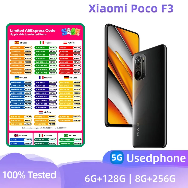 Xiaomi POCO F3 5G Smartphone CPU Qualcomm Snapdragon 870 Battery Capacity 4520mAh 48MP Camera Original Used Phone