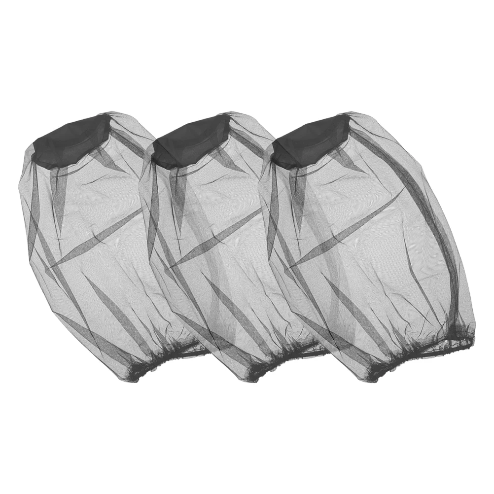 

3pcs Black Mosquito Hat with Netting for Fishing Camping Insect Protection Outdoor Travel Net Headwear