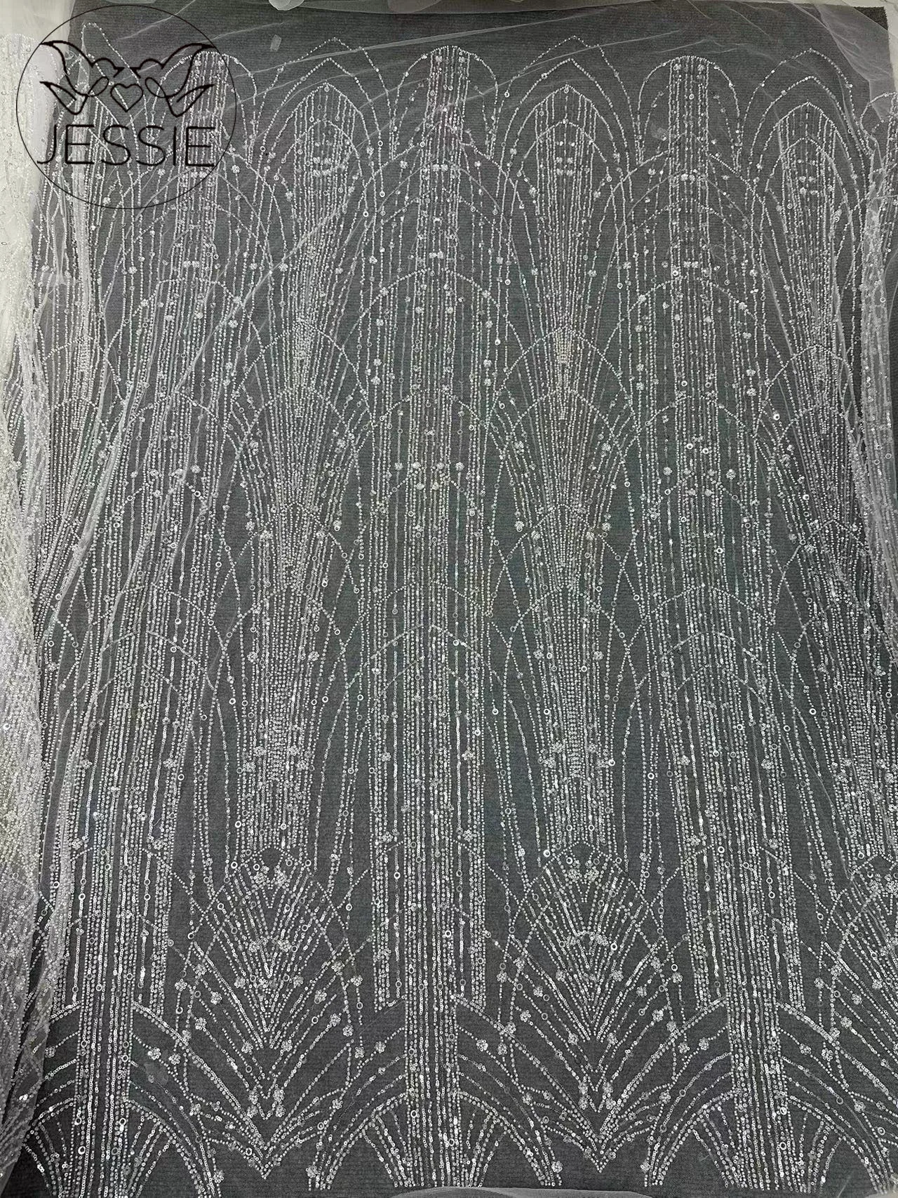 

2024 Simple Style New Hot On Sale A Sense Of Lines Sequin Beads French Lace Fabric Evening Gown Customization Number of 5yards