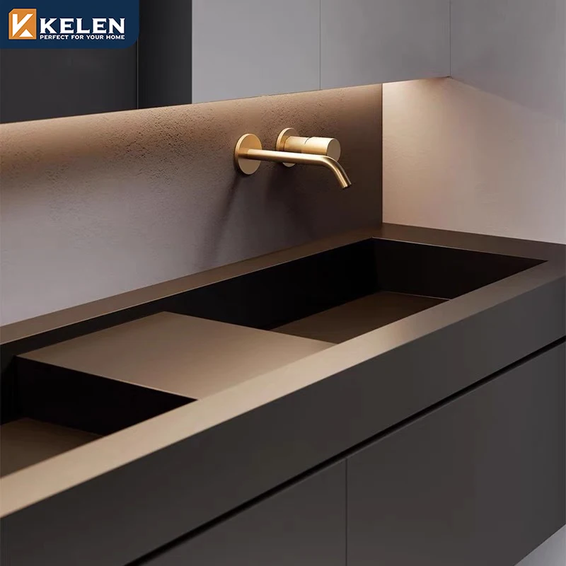 Kelen-Conjunto de baño moderno personalizado, mueble organizador flotante con lavabo, tocador flotante de maquillaje, 2024