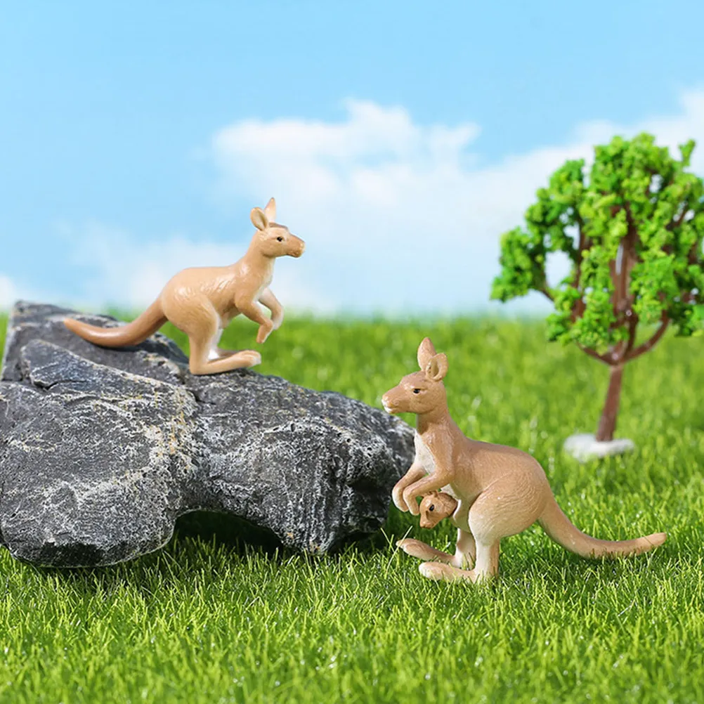 

4Pcs Small Kangaroo Decoration Micro Landscape Mini PVC Kangaroo Ornament for Bonsai Garden Desktop Table Decor
