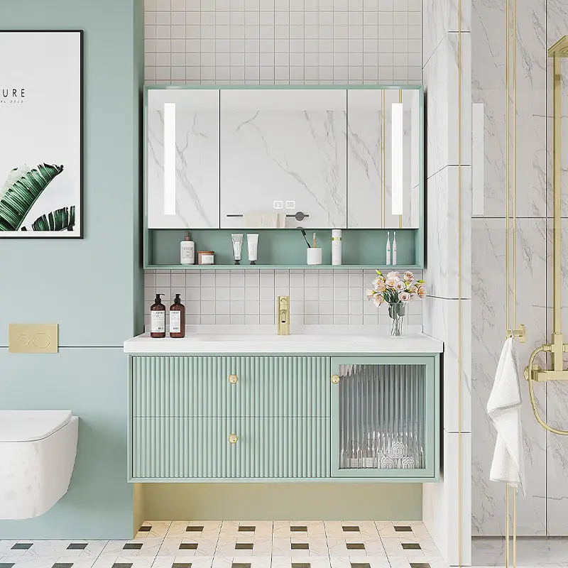 

Керамическая интегрированная тумба для ванной с раковиной, комбинация из дубовой тумбы и раковины, комбинированный шкаф для ванной комнаты