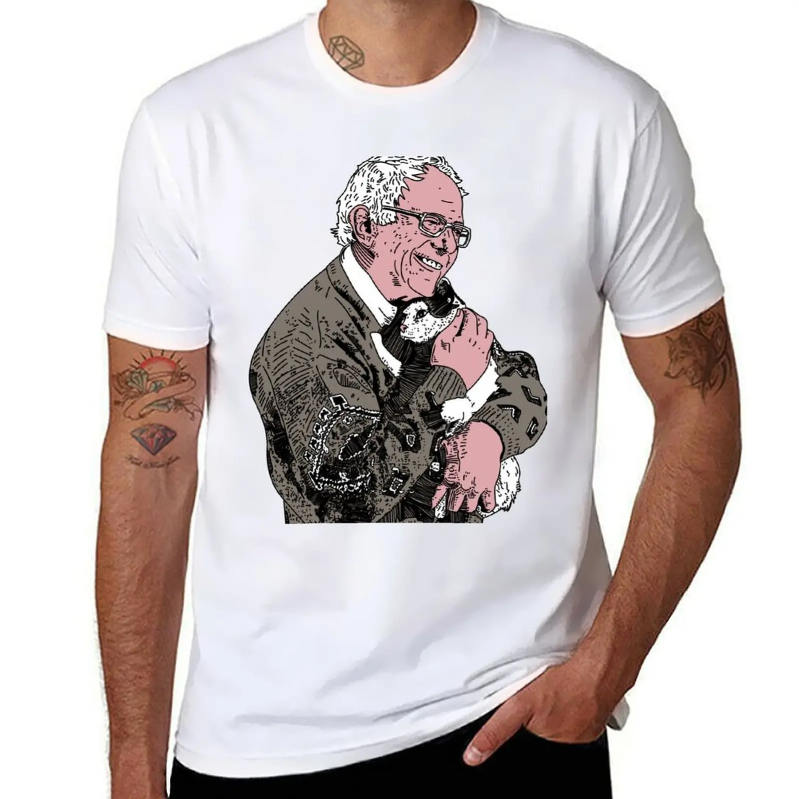 

Bernie Sanders Cat Lover T-Shirt t shirts for man cotton man graphic t shirt anime tshirt T-shirt