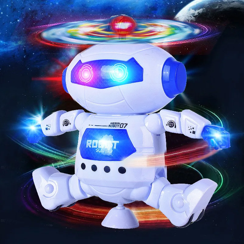 Musical Walking Dancing Robot Toy For Kids, Flashing Lights, 360° Body Spinning, Toddlers Boys Girls Fun Toy Figure