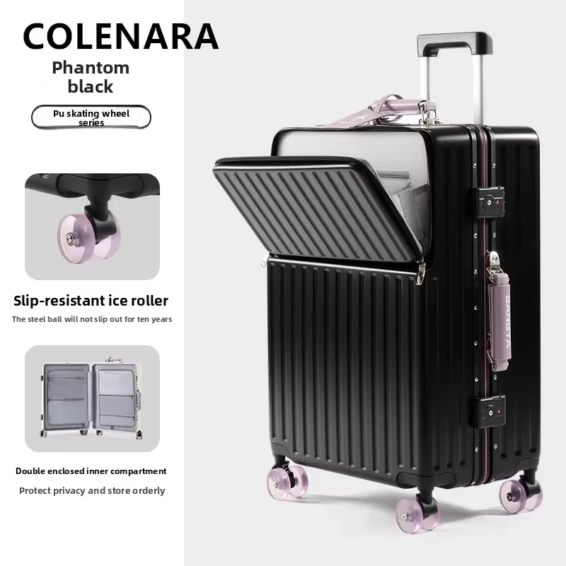 COLENARA Laptop Luggage Front Opening Boarding Box Aluminum Frame Trolley Case 20